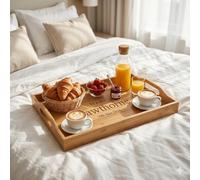 Personalised Breakfast in Bed Tray - Engraved Mr & Mrs Wedding Gift - Custom Wooden Serving Tray with Handles - Anniversary, Wedding Morning or Couple Gift