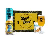 Personalised BrewDog Craft Beer Gift Set with BrewDog Glass - Punk IPA & Wingman Beer with Mr Filbert’s Snack in Engraved Wooden Box - Beer Gift for Men Women Birthday Christmas UK