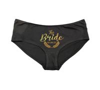 Personalised Bride Date Pants - Novelty Funny Womens Ladies Wedding Day Gifts Wife Underwear Custom Bridal Party Hen Do Briefs Presents Idea Knickers Panties (XL, Black Prime)