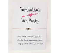 Personalised Bride Tribe Wedding Wish Bracelet Friendship Hen Party Favour - Black Text/Pink Arrow D1 (15)