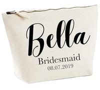 Personalised Bridesmaid Make Up Bag Any Name Any Date Cosmetic Toiletry Wash Pouch Wedding Gift for Bridesmaids Thank You Bridal Party