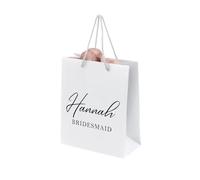 Personalised Bridesmaid Wedding Favour Wrapping, Luxury Large White Gift Bag For Her With Blush Pink Tissue Paper