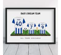 Personalised Brighton Dream Team Shirt Art | All Teams Available | Framed or Prints | Hove Gift for Dad, Grandad, Man, Uncle, Family Albion | Unique Football Footy Fan Wall Keepsake Sports