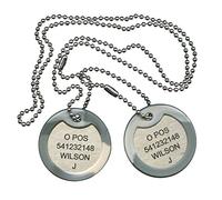Personalised British Army stainless steel military dog tag set - laser engraved with custom message (Army combat)