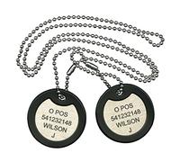 Personalised British Army Stainless Steel Military Dog tag Set - Laser Engraved with Custom Message (Black)