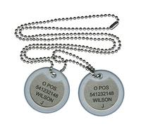 Personalised British Army stainless steel military dog tag set - laser engraved with custom message (Clear)