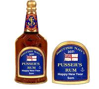 Personalised British Navy Pusser's Rum Bottle Label for New Year Any Occasion