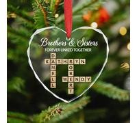 Personalised Brothers Sisters Forever Linked Together Crossword Christmas Ornament Custom 1-10 Names Funny Crossword Family Hanging Ornaments Gift For Family Brother Sister Xmas (style 55)