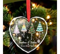 Personalised Brothers & Sisters Forever Linked Together Ornament, Colour Names Sibling Christmas Keepsake, Sibling Group Xmas Gift (Heart-shaped)