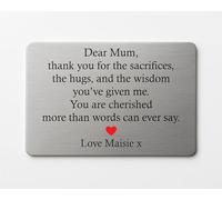 Personalised Brushed Aluminium Wallet Card - Credit Card Size 8.5 x 5.4 cm - Gift for Mum