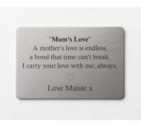 Personalised Brushed Aluminium Wallet Card - Credit Card Size 8.5 x 5.4 cm - Gift for Mum