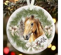Personalised Buckskin Horse Christmas Ornament - Gift Boxed Equestrian Decoration - Custom Name & Message Ceramic Bauble for Horse Lovers - Watercolour Horse Design - Memorial Keepsake Gift