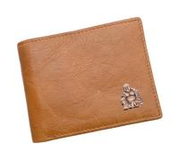 Personalised Buddha Design Genuine Leather Brown Wallet Bi-Fold Wallet Presented in a Gift Pouch