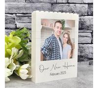 Personalised Building Blocks Freestanding Photo Plaque "Our New Home" | Custom Photo & Date Housewarming Keepsake | New Home Moving In Gift for Couples Families (Large - 12.7cm x 9.6cm)
