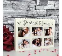 Personalised Building Blocks Photo Freestanding Sign for Couples | Custom 6-Photo Valentine's Day & Anniversaries | Romantic Picture Block Display with Names (Large - 17.5cm x 11.8cm)