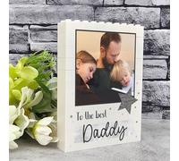 Personalised Building Blocks Photo Plaque for Dad | Custom Daddy Grandad Gift | To the Best Daddy Photo Keepsake | Unique Picture Block Display | Handmade Father’s Day Memory Gift (Black)
