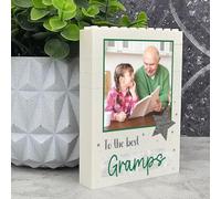 Personalised Building Blocks Photo Plaque for Dad | Custom Daddy Grandad Gift | To the Best Daddy Photo Keepsake | Unique Picture Block Display | Handmade Father’s Day Memory Gift (Green)