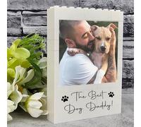 Personalised Building Blocks Photo Plaque for Dog Dads | Custom Dog Daddy Gift Keepsake | Unique Pet Picture Display | Handmade Memory Gift for Father’s Day (Extra Large - 15.6cm x 11.2cm)