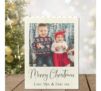Personalised Building Blocks Photo Plaque for Family Christmas | Custom Kids Photo & Text Freestanding Keepsake | Handmade Picture Memory Display (Medium - 10.8cm x 8cm)