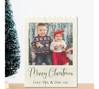 Personalised Building Blocks Photo Plaque for Family Christmas | Custom Kids Photo & Text Freestanding Keepsake | Handmade Picture Memory Display (Large - 12.7cm x 9.6cm)