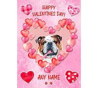 Personalised Bulldog Dog Valentines Day Card (Happy Valentines)
