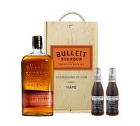 Personalised Bulleit Bourbon Whiskey Gift Set in Wooden Box with glass - 45% ABV (70cl)