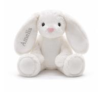 Lobeko Personalised Bunny Soft Toy Custom Embroidered Stuffed Animal with Name Baby Gift for Girls & Boys, Newborn Keepsake, 1st Birthday Gift, Super Soft Plush Cuddly Toy