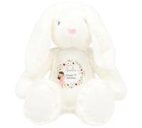 Personalised Bunny with Name and Message - Fairy Wreath with Brown Hair Soft Toy for Baby, Child, Kids, Babies Christening Flower Girl Bridesmaid Birthday New Baby - Fairy Brown Hair White Bunny