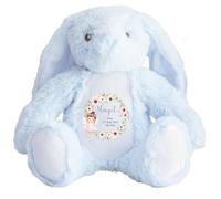 Personalised Bunny with Name and Message - Fairy Wreath with Red Hair Soft Toy for Baby, Child, Kids, Babies Christening Flower Girl Bridesmaid Birthday New Baby - Fairy Red Hair Blu Bunny