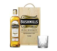 Personalised Bushmills Irish Whiskey Gift Set - 70cl Bottle in Wooden Presentation Box | Custom Whiskey Gift for Him or Her | Premium Irish Whiskey Collection