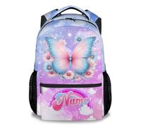 Personalised Butterfly Backpack for Girls - Custom Name Toddler Rucksack - 17 Inch Kids Back Pack School Supplies with Flutter Print - lightweight backpack Nursery Bag Age 3-8