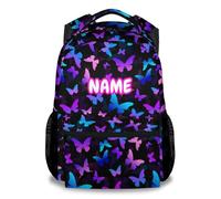 Personalised Butterfly Backpack for Kids Girls, 17" Cute Cartoon Backpack for School, Custom Large Capacity Book Bag for Students, School Bag Gifts for Butterfly Lovers
