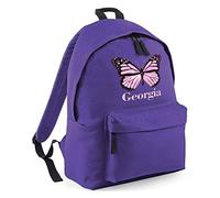 Personalised Butterfly Backpack, Girls Back to School Bag, Custom Gifts for Kids Who Loves Pretty Things, Primary and Nursery Child Back Pack, Boys and Girls, One Size, Purple
