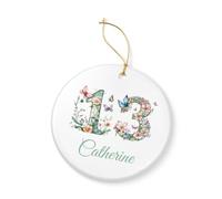 Personalised Butterfly Floral Birthday Ornament, Milestone Ages 13-90, 7.5cm Display Keepsake (13th Birthday)