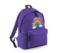 Personalised Butterfly with Rainbow Cloud Art Fashion Backpack Girls/Kids Back to School Rucksacks Shoulder Bag Birthday Present (Purple)