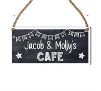 Personalised Café Plaque - Custom Name Wooden Sign for Children’s Play Café or Kitchen - Personalised MDF Wood Plaque for Indoor Use Only