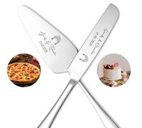 Personalised Cake Cutter Customisable Stainless Steel Wedding Cake Knife with Names Suitable for Weddings Anniversaries Birthdays Everyday Occasions (Two-piece Set - 2)