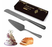 Personalised Cake Cutting Set for Wedding, Custom Cake Serving Set, Customised Name Date or Blessing, for Newlyweds, Weddings, Anniversaries, and Special Occasions (Black)