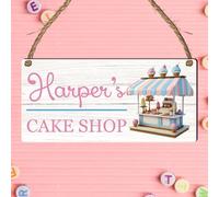 Personalised Cake Shop Sign - Custom Wooden Plaque for Children - Personalised Bakery Decor for Play Kitchens - MDF Wood for Indoor Use Only (Pink & Brown)