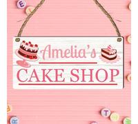 Personalised Cake Shop Sign - Custom Wooden Plaque for Children - Personalised Bakery Decor for Play Kitchens - MDF Wood for Indoor Use Only (Blush)
