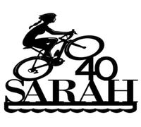 Personalised Cake Topper - Any Name Custom Birthday Cake Topper - Double-Sided Glitter Card Topper - 350gsm Cardstock - Cycling Themed Cake Decoration6-PINK