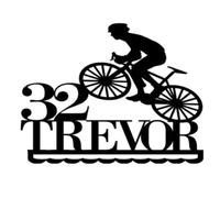 Personalised Cake Topper - Any Name Custom Birthday Cake Topper - Double-Sided Glitter Card Topper - 350gsm Cardstock - Cycling Themed Cake Decoration7-PINK