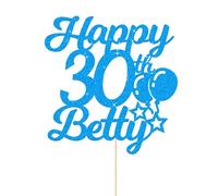 Personalised Cake Topper Birthday Cake Topper for 1st 2nd 13th 16th 18th 21st 30th 40th 60th Multicoloured Cake Decoration with Any Age and Name(Blue)