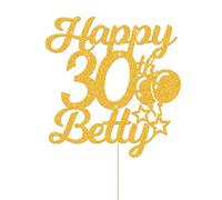 Personalised Cake Topper Birthday Cake Topper for 1st 2nd 13th 16th 18th 21st 30th 40th 60th Multicoloured Cake Decoration with Any Age and Name(Gold)