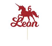 Personalised Cake Topper Birthday Cake Toppers Unicorn Cake Topper Cake Decor Custom Cake Topper for Girls Women with Any Name Age 1st 2nd 3rd 4th 5th 6th 7th 8th 10th 16th 18th(Red)