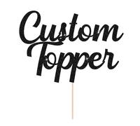 Personalised Cake Topper Custom Birthday Cake Toppers Wedding Cupcake Toppers Double Side Glitter Cupcake Topper with Any Text 11 Colors Decorations for Graduation Baby Shower(Black)