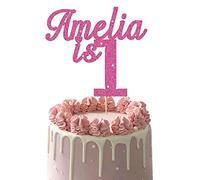 Personalised Cake Topper Custom Happy Birthday Cake Decoration with Any Name Any Age 1 2 3 5 10 13 16 18 21 30 (Hot Pink)