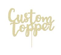 Personalised Cake Topper Custom Happy Birthday Cake Topper Wedding Cake Topper Gifts for Him Her with Any Text Glitter Cake Toppers for Graduation Anniversary Cake Decorations (Champagne Gold)