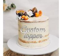 Personalised Cake Topper Custom Multicoloured Acrylic Letters Happy Birthday Wedding Anniversary Cake Decoration Cake Charms Name Plate (Silver)