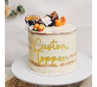 Personalised Cake Topper Custom Multicoloured Acrylic Letters Happy Birthday Wedding Anniversary Cake Decoration Cake Charms Name Plate (Gold)